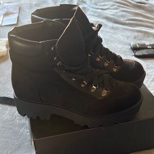 Soda Black Lace Up Boots for Women